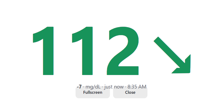 Big-number mode showing 112 across the whole screen